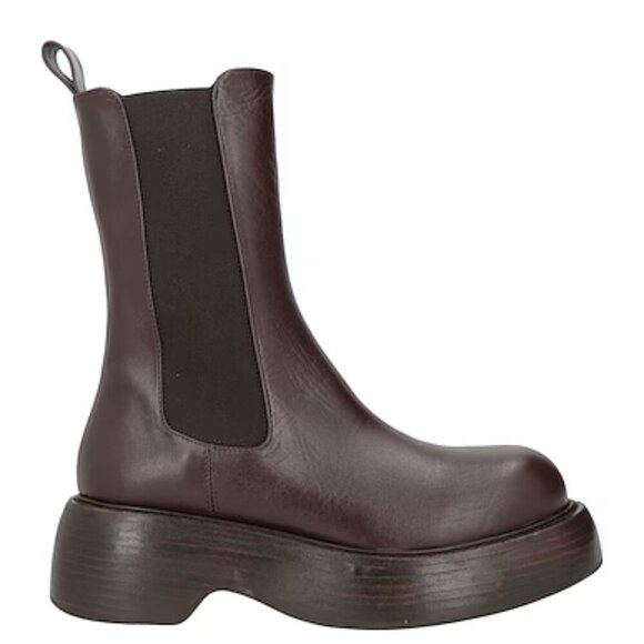 Paloma Barcelo Marlon Dark Brown Leather Chunky Stack High Chelsea Boots 9-9.5 - Picture 1 of 13